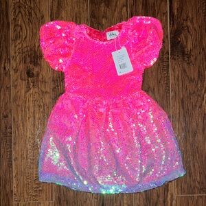 New Lola + The Boys Pink Sequin Kids Dress